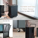 Kalopsia Industrieller Elektrischer Bautrockner Luftentfeuchter: 70L/Tag für 200㎡ Räume Kompressor Entfeuchter 5.5L Tank Intelligente Raumentfeuchter für Keller/Wohnung/Bad/Garage/Badezimmer/Küche – Bild 3