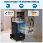 FANTASK Luftentfeuchter mit 4 Rädern, Bautrockner 66 L/Tag mit Pumpe & Ablaufschlauch, Industrie Trocknungsgerät mit 24H Timer für Keller Baustelle Lager, Blau – Bild 6
