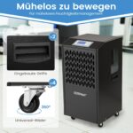COSTWAY 118 L/Tag Bautrockner, Luftentfeuchter kommerziell mit Ablaufschlauch, 24H Timer und 4 Rädern, Entfeuchtungsgerät Industrie Trocknungsgerät für Keller, Lager, Baustelle & Räume bis zu 790 m² – Bild 5