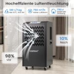 COSTWAY 118 L/Tag Bautrockner, Luftentfeuchter kommerziell mit Ablaufschlauch, 24H Timer und 4 Rädern, Entfeuchtungsgerät Industrie Trocknungsgerät für Keller, Lager, Baustelle & Räume bis zu 790 m² – Bild 10